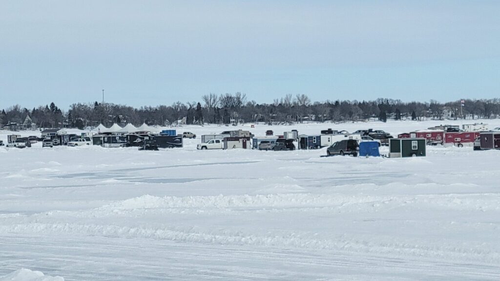 Fish houses on West Battle Lake 2022