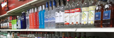 Mills Liquors shelves