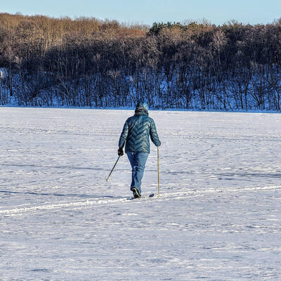 woman cross-country skiing