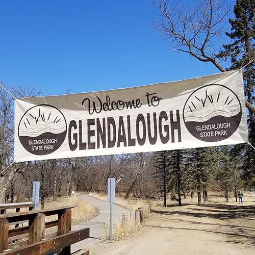 Welcome sign at Glendalough State Park