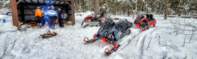 Group of Snowmobiles